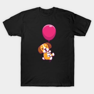 Cute dog floating with ballon T-Shirt